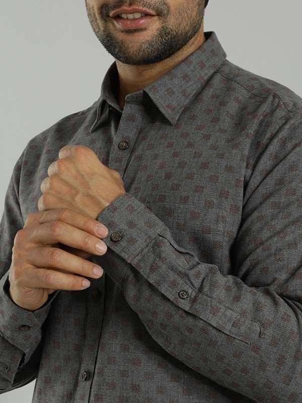 Indian Terrain Men All Over Print Dark Grey Shirt